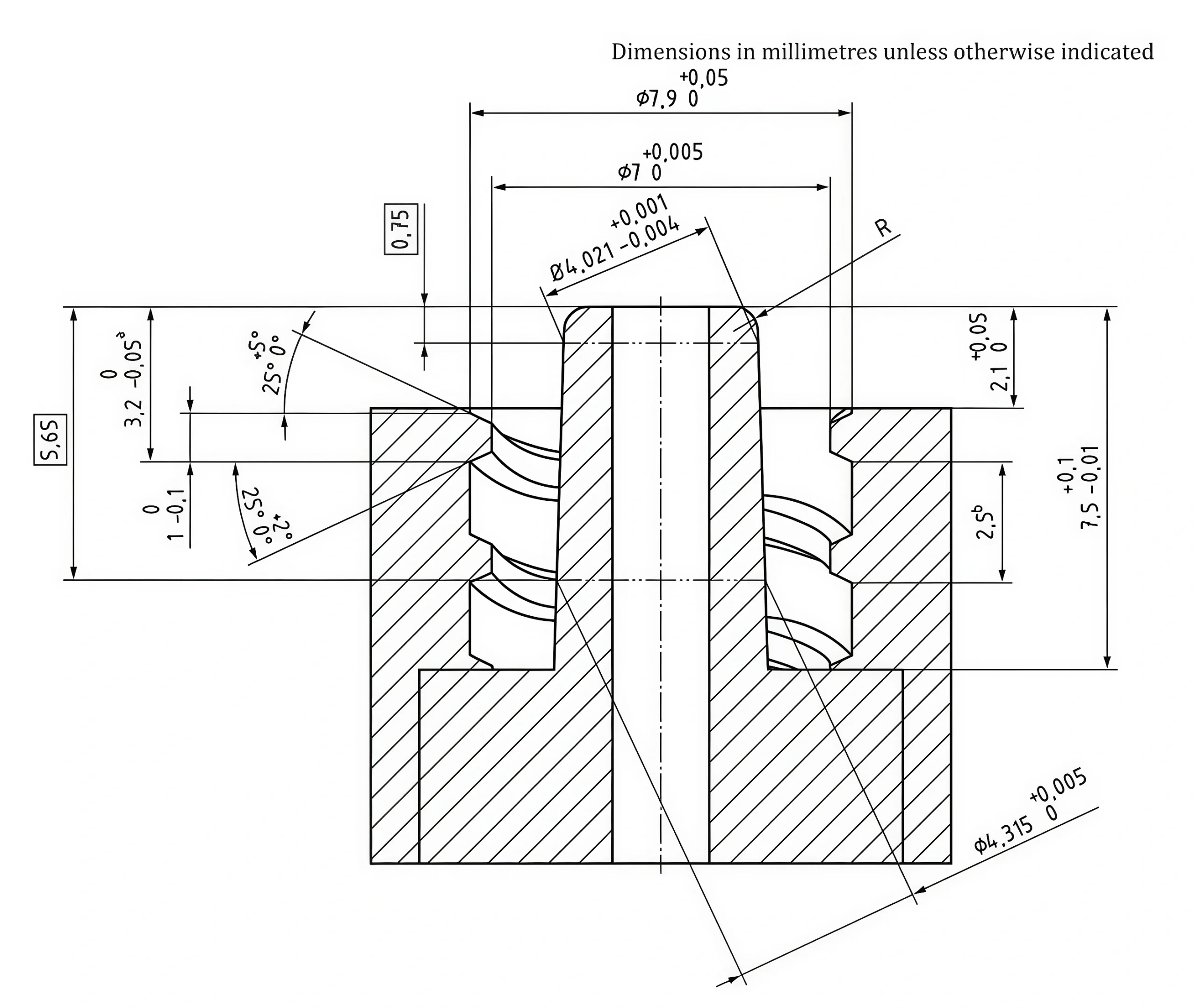 ISO 80369-7 Figure C.4 male reference Luer lock connector drawing for female Luer connector testing