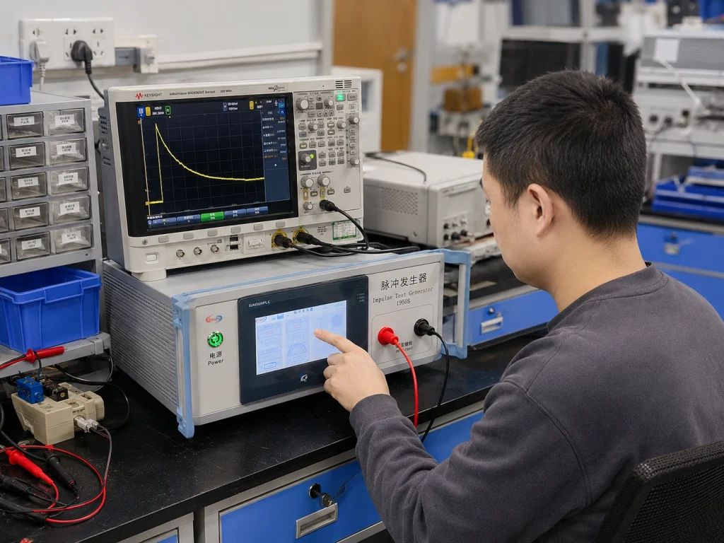 KP-1950S impulse test generator laboratory testing scene with oscilloscope