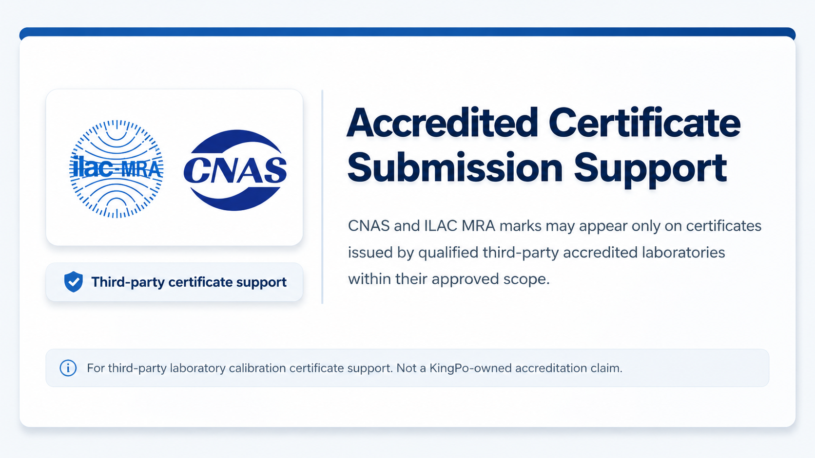 Third-party accredited calibration certificate sample for medical connector test equipment