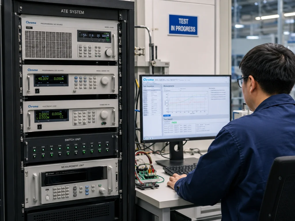 Programmable power source integrated into an automated test equipment system