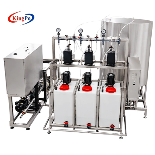 Angled view of the SASO 1858 electric water heater test laboratory installed in a clean laboratory environment