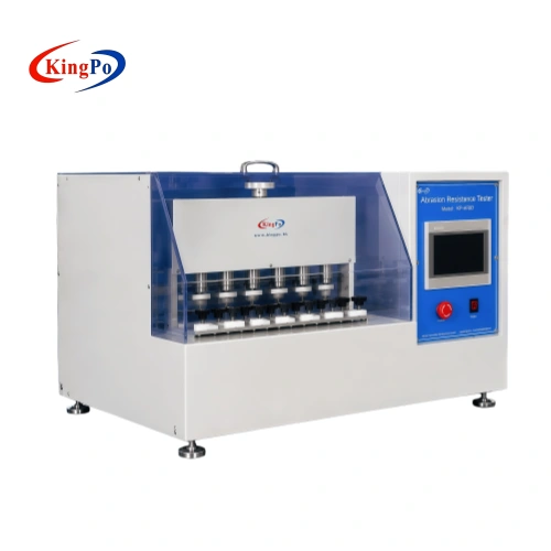 UL 719 Abrasion Resistance Tester showing the 6-station test area for repeatable flat cable jacket abrasion resistance evaluation.