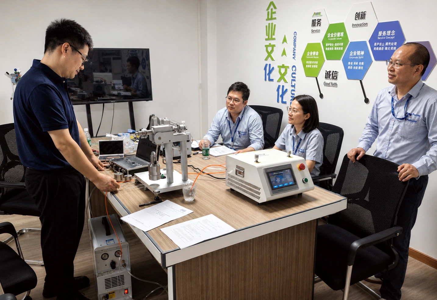 Vincent visiting KingPo for an ISO 80369 Luer connector technical discussion and application exchange.