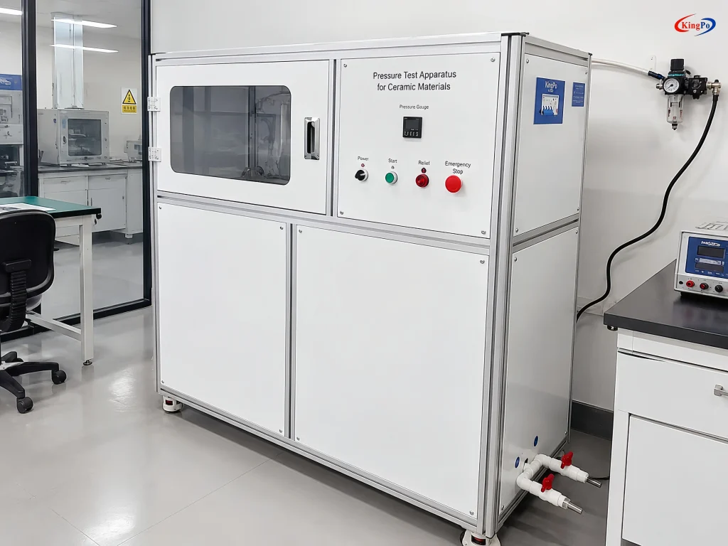 KingPo KP-Y3501 pressure test apparatus for ceramic materials installed in a laboratory for IEC 60335-1 Clause 22.32 testing