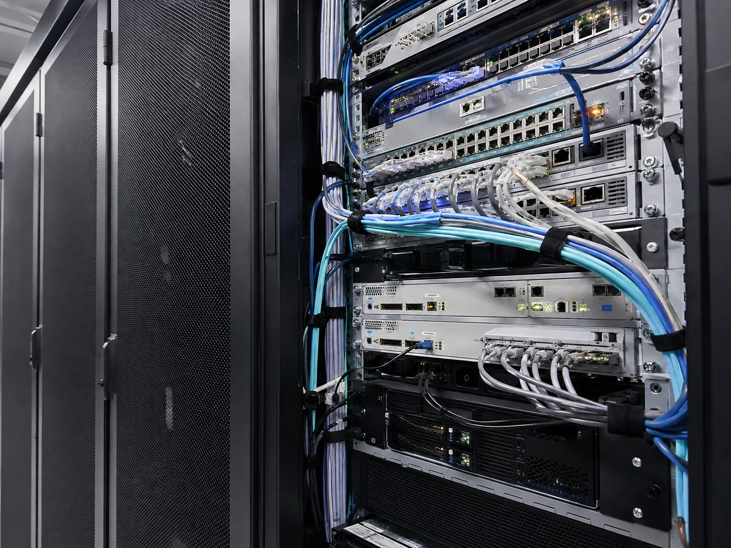 Data center server and network racks representing ICT equipment evaluated to IEC 62368-1 Edition 4