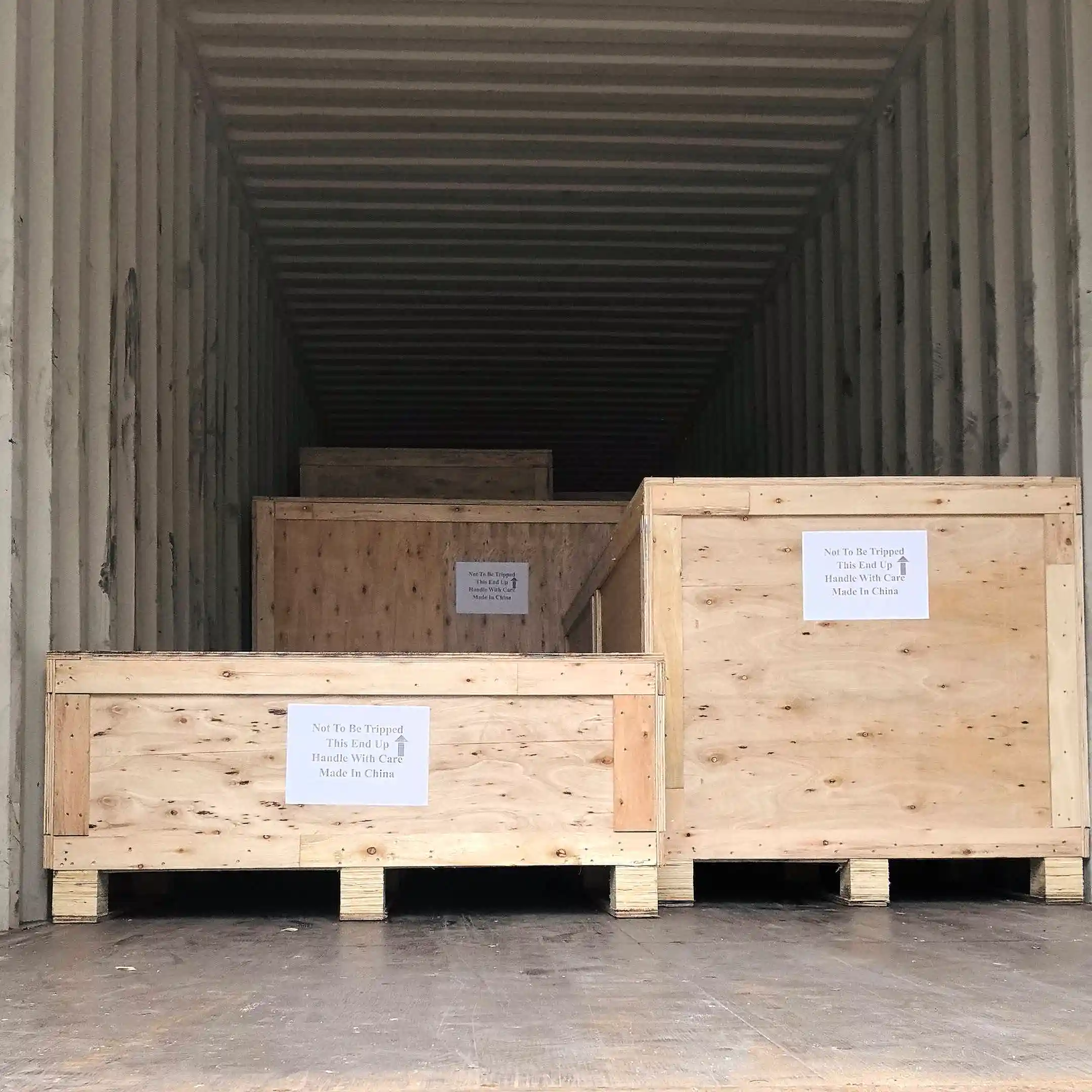 IP and IK Test Equipment Package for URS Products & Testing in India 2 Wooden crates containing IP and IK test equipment loaded inside a shipping container