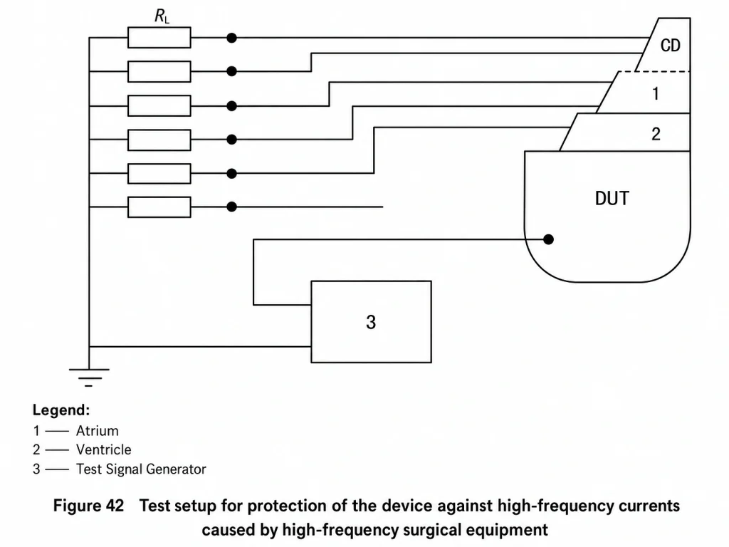 ISO 14117 cardiac implant high-frequency surgical exposure test setup for pacemaker, ICD and CRT device evaluation