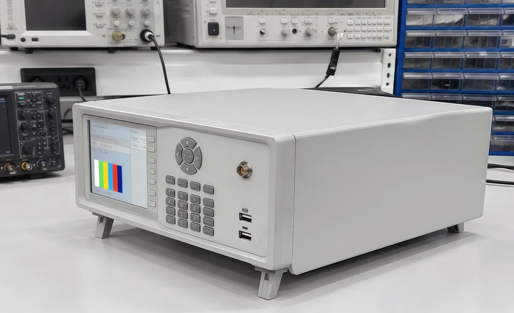 KP-6215 Three Vertical Bar Video Signal Generator Rear Panel in Laboratory