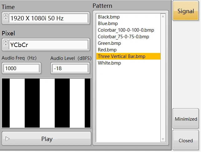 KP-6215 Three Vertical Bar Video Signal Generator Control Software