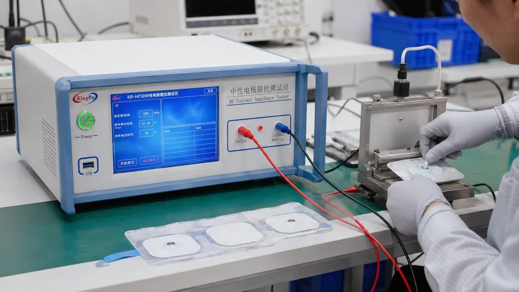 Neutral electrode contact impedance testing with KP-HF50 for IEC 60601-2-2