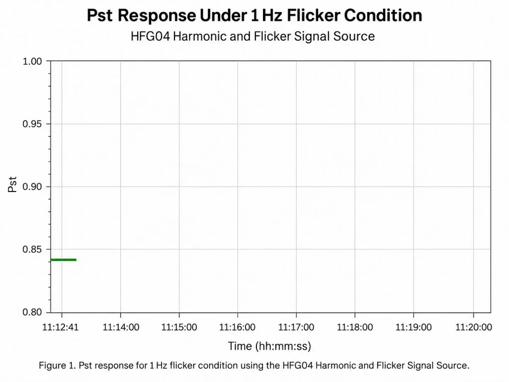 HFG04 1 Hz flicker condition Pst response for IEC 61000-3-3 measurement system verification
