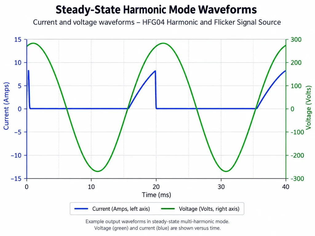 HFG04 steady-state multi-harmonic current and voltage waveform for harmonic measurement system verification