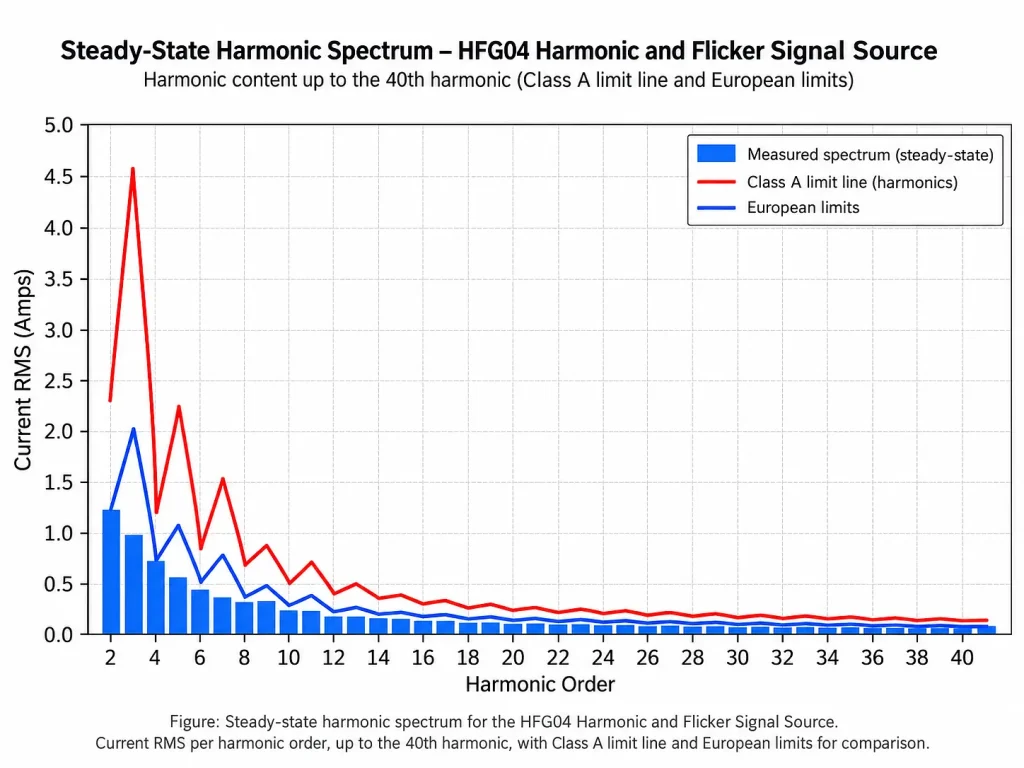 HFG04 steady-state harmonic spectrum showing harmonic components up to the 40th harmonic