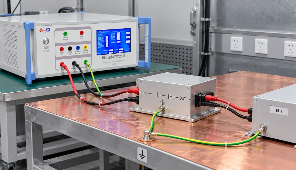 Testing equipment with connections and displays