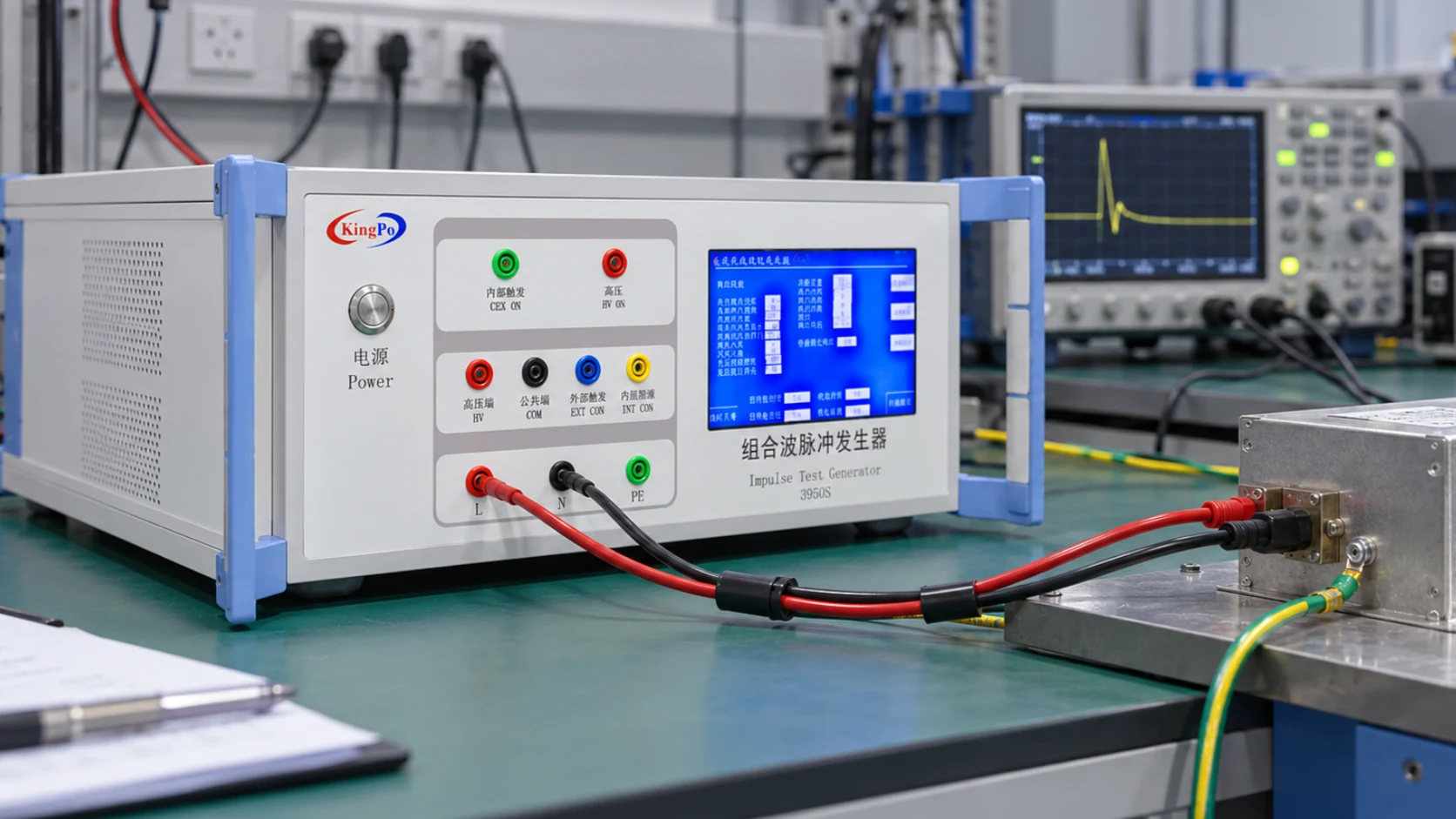 IEC 61000-4-5 surge test troubleshooting laboratory setup with KP-3950S