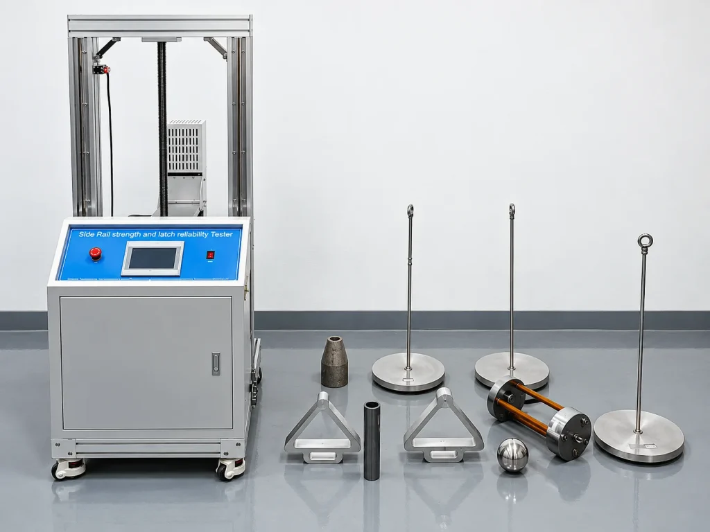 IEC 80601-2-52 medical bed test equipment including side rail tester, wedge tools, loading=