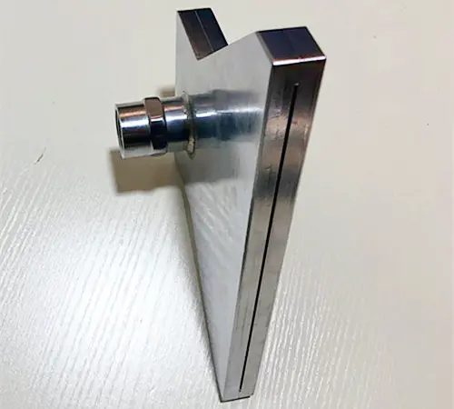 Side view detail of ISO 16750-4 Figure 4 stainless steel splash test nozzle for automotive environmental testing