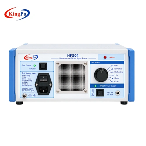 KINGPO HFG04 Harmonic and Flicker Signal Source front view for IEC 61000-3-2 and IEC 61000-3-3 measurement system verification