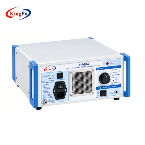 KINGPO HFG04 Harmonic and Flicker Signal Source top-angle view for EMC laboratory system verification