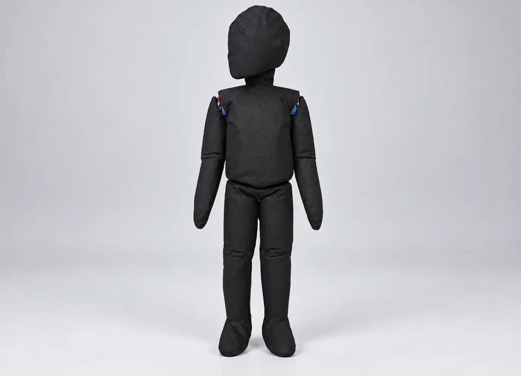 Full-body product view of a child's body manikin for UL 3300 robot obstacle testing