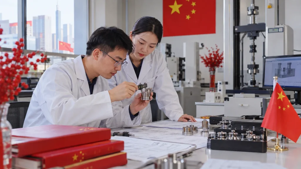 Q4 2026 Engineering Update: How We Approach IEC & ISO Test Equipment Selection 1 KingPo engineers inspecting precision test fixtures during China National Day 2026