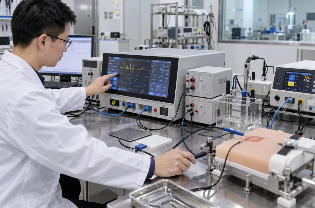 Q4 2026 Engineering Update: How We Approach IEC & ISO Test Equipment Selection 2 Chinese engineer working with a standards-based laboratory test setup and measurement equipment
