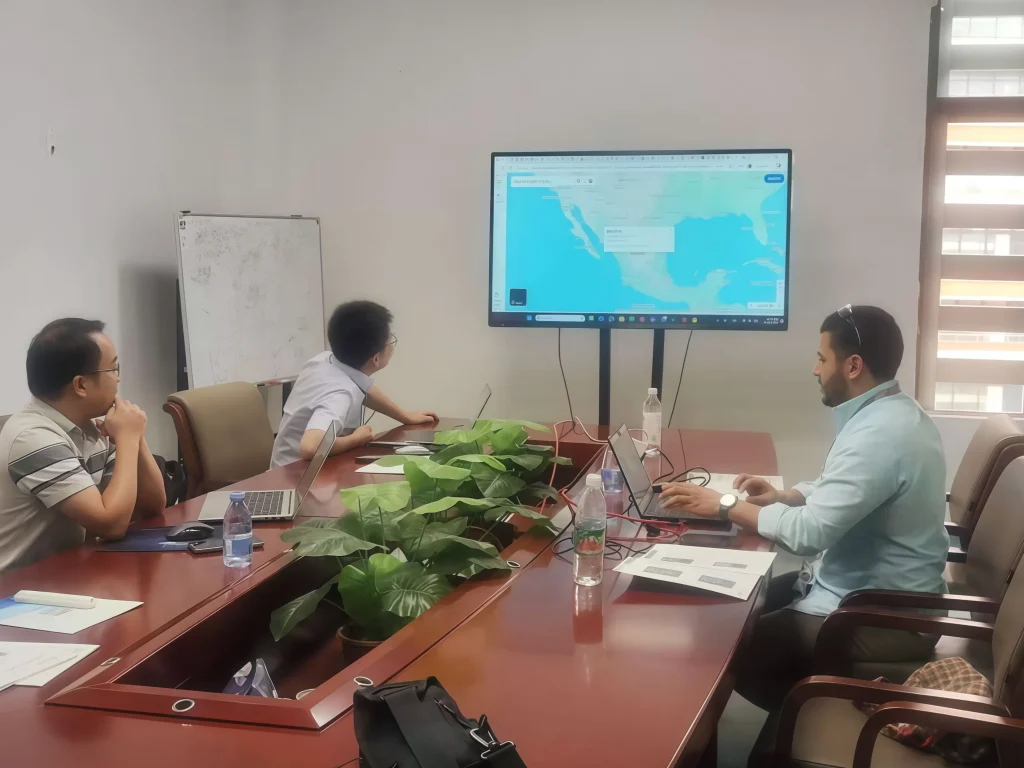UL Mexico Visits KINGPO for Technical Exchange on Automotive IP Testing 2 Technical discussions at KINGPO's R&D center in Songshan Lake, Dongguan, covering testing applications, equipment requirements and laboratory needs.