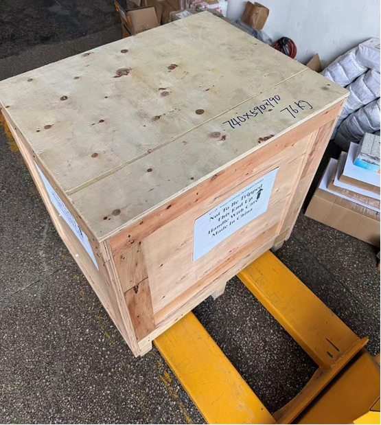 Child's body manikin with wooden export crate for UL 3300 testing equipment shipment
